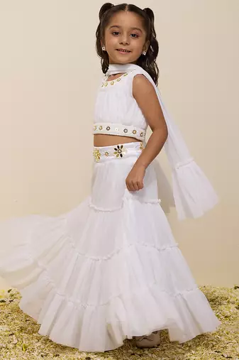 White plain silk lehenga set