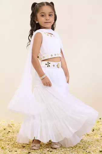 White plain silk lehenga set
