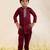 Maroon plain linen sherwani set