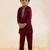 Maroon plain linen sherwani set
