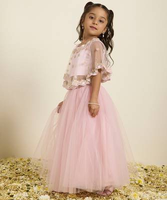 Pink plain silk lehenga set 4