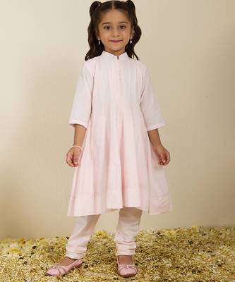 Pink printed silk anarkali set 5