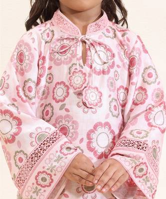 Pink printed silk kurta set 5