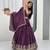 Plum Purple Chinon Embroidered Lehenga Choli Set with Thread Work, Fully Stitched Outfit