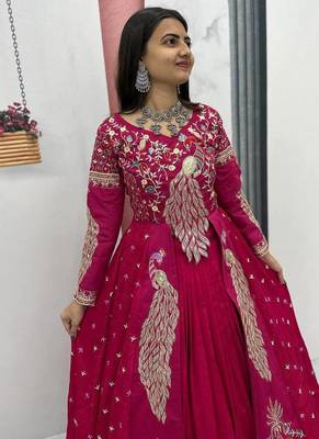Pink Vichitra Thread Sequence Work Top with Vichitra Lehenga and Embroidered Vichitra Shrug Set     With Shrug 2