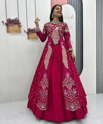 Pink Vichitra Thread Sequence Work Top with Vichitra Lehenga and Embroidered Vichitra Shrug Set     With Shrug 3