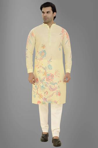 Arruga cotton linen floral printed kurta pyjama