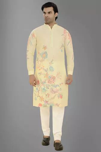 Arruga cotton linen floral printed kurta pyjama