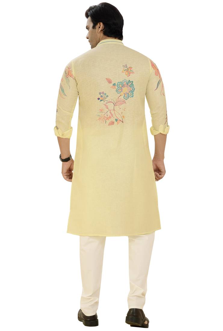 Arruga cotton linen floral printed kurta pyjama