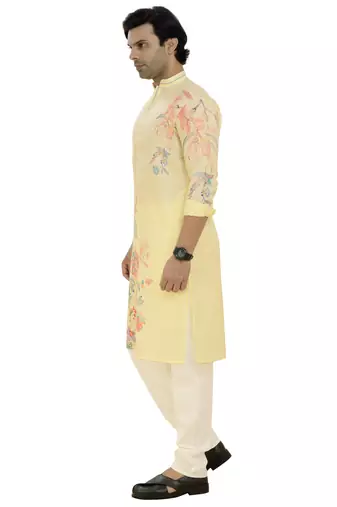 Arruga cotton linen floral printed kurta pyjama
