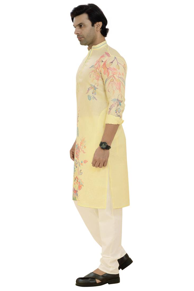 Arruga cotton linen floral printed kurta pyjama