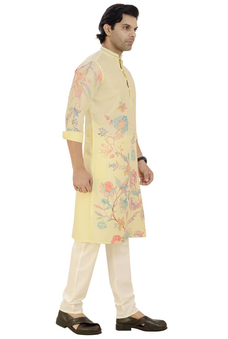 Arruga cotton linen floral printed kurta pyjama