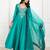 Green embroidered chanderi anarkali set