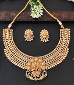 Temple jewellery lakshmi choker with matching earrings