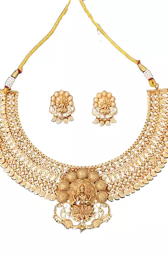 Temple jewellery lakshmi choker with matching earrings