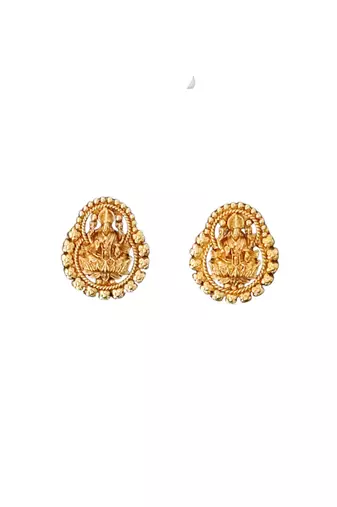 Traditional lakshmi motif temple necklace in antique finish