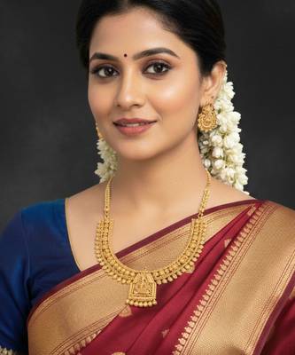 South indian lakshmi choker necklace in antique finish 2