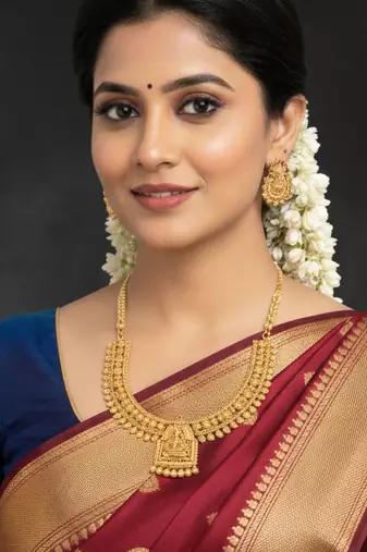 South indian lakshmi choker necklace in antique finish