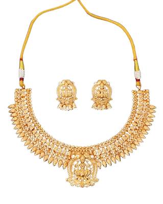 South indian lakshmi choker necklace in antique finish 3