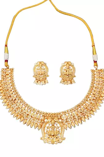 South indian lakshmi choker necklace in antique finish