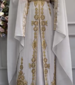 Elegant Grey Heavy Embroidered Stitched Designer Handwork Embroidered Kaftan Gown With Cape