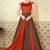 Orange Silk Heavy Embroidered and printed Designer Gown
