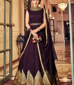 Magenta Silk Heavy Embroidered Designer Anarkali Semi Stiched Suit