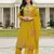 Mustard cotton semi stitched suit with embroidery viscose multi thread work