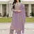 Purple cotton semi stitched suit with embroidery viscose multi thread work