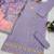 Purple cambric cotton semi stitched suit with embroidery & sequence work