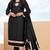 Black cambric cotton semi stitched suit with embroidery & sequence work