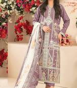 Purple cambric cotton semi stitched suit with embroidery & sequence work