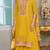 Yellow chinon semi stitched suit with embroidery sequence work