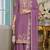 Purple chinon semi stitched suit with embroidery sequence work