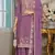 Purple chinon semi stitched suit with embroidery sequence work