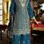 Teal blue chinon semi stitched suit with embroidery codding sequence work