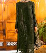 Mehendi georgette semi stitched suit with embroidered sequence work