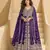 Violet chinon readymade anarkali lehenga with heavy embroidery work - full stitched free size