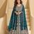 Teal chinon readymade anarkali lehenga with heavy embroidery work - full stitched free size