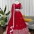 Red Faux Georgette Sequins Thread Work Lehenga Choli Set with Dupatta,Fully Stitched Lehenga,Unstitched Blouse