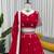 Red Faux Georgette Sequins Thread Work Lehenga Choli Set with Dupatta,Fully Stitched Lehenga,Unstitched Blouse