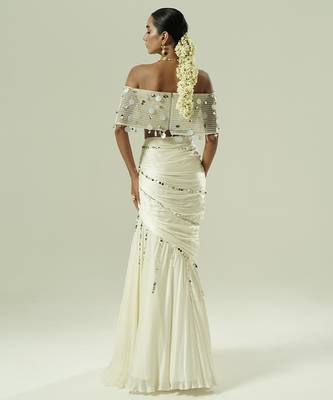 Ivory embroidered georgette Lehenga Set 3