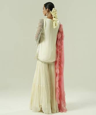 Ivory embroidered georgette sharara set 2