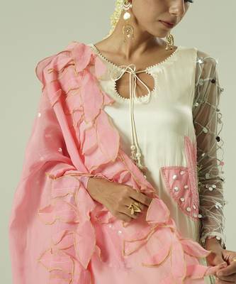 Ivory embroidered georgette sharara set 5