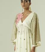 Ivory embroidered georgette kurta set