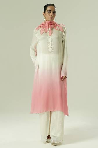 Multicolor embroidered georgette kurta set