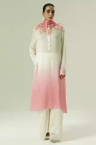 Multicolor embroidered georgette kurta set