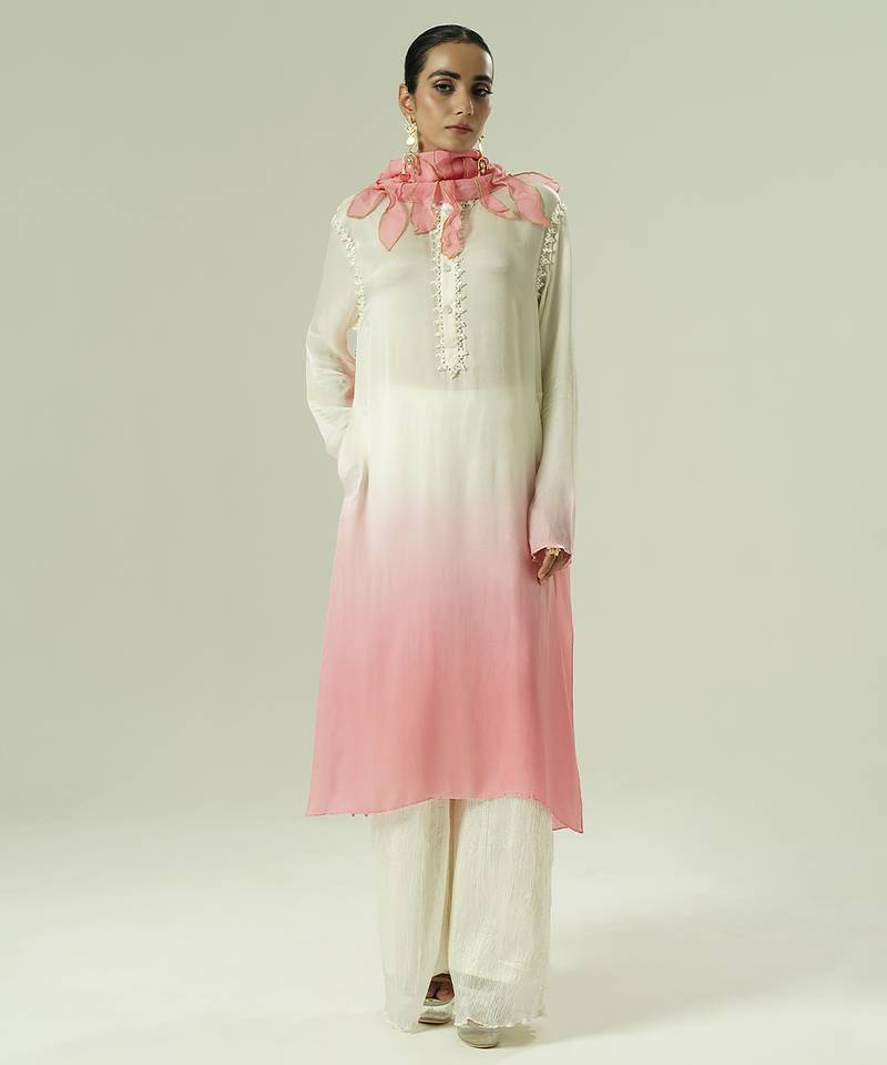 Multicolor embroidered georgette kurta set