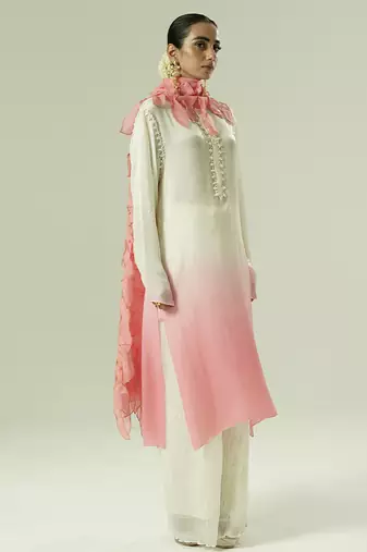 Multicolor embroidered georgette kurta set