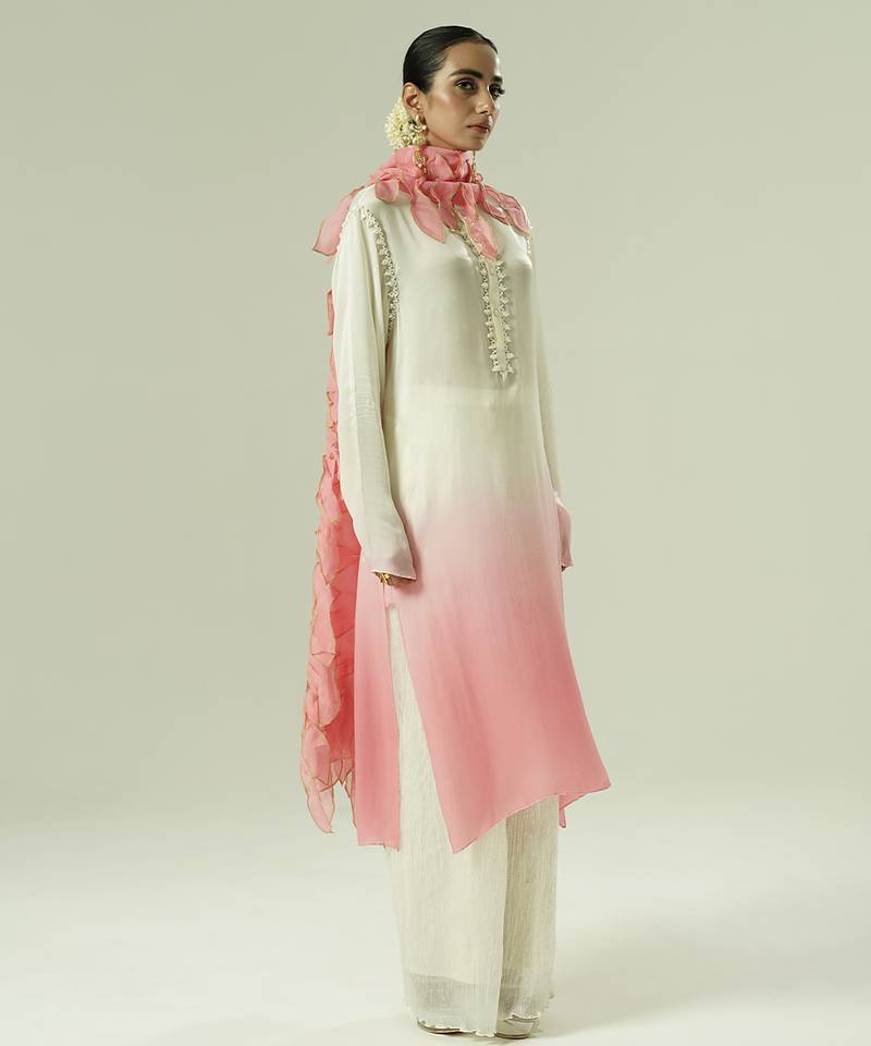 Multicolor embroidered georgette kurta set